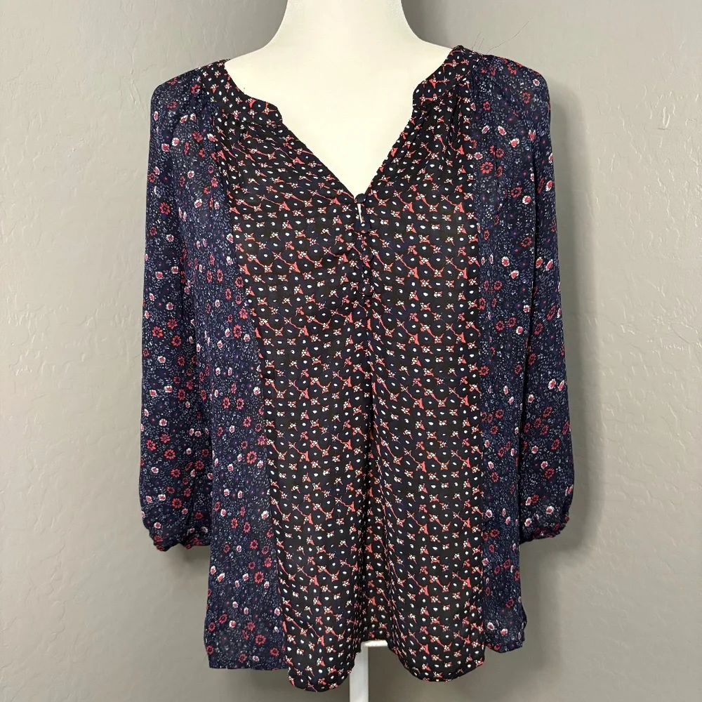 Dalia Collection Floral Print Blouse Size Small - Picture 1 of 6